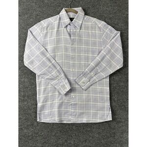 Ermenegildo Zegna Shirt Mens Small Purple Plaid Cotton Button Down Made in Italy